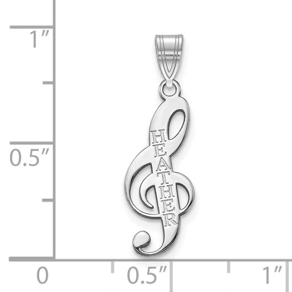 10k White Gold Personalized Music Note Pendant