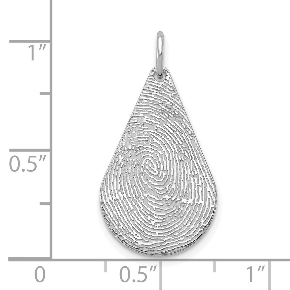 14k White Gold Tear Drop Fingerprint Charm