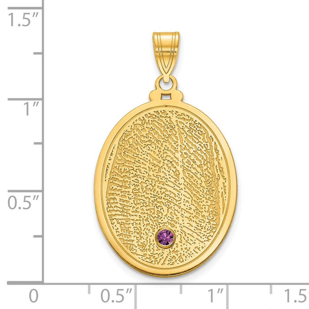 14ky Oval Fingerprint w/ 14k Bezel Birthstone Pendant