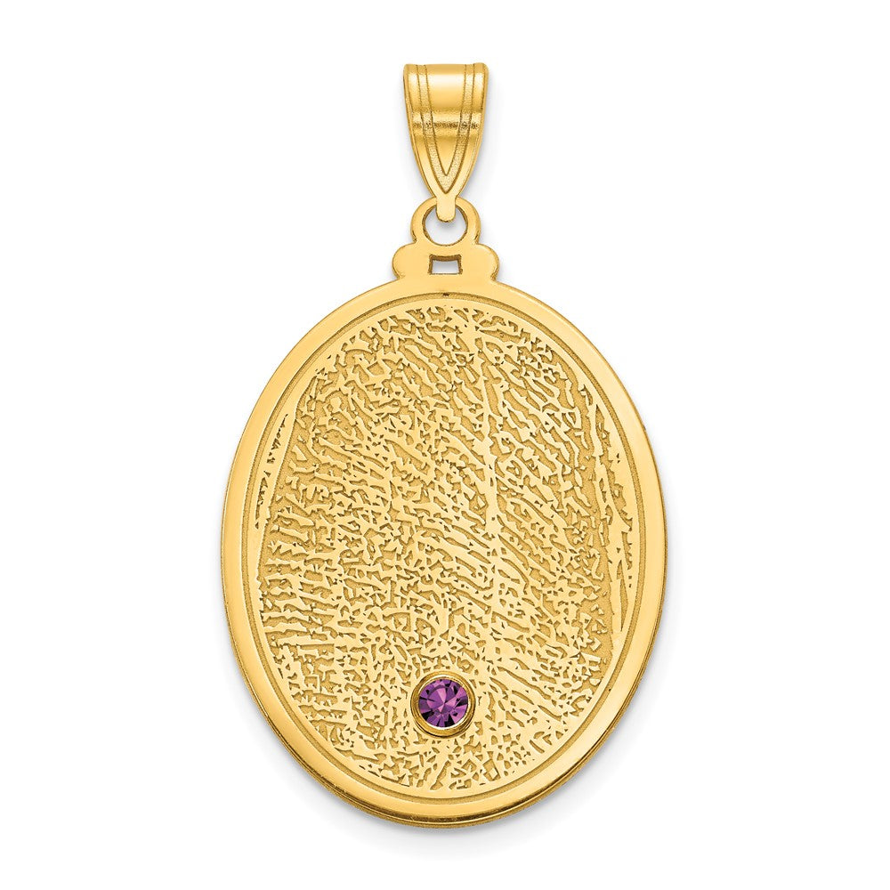 14ky Oval Fingerprint w/ 14k Bezel Birthstone Pendant