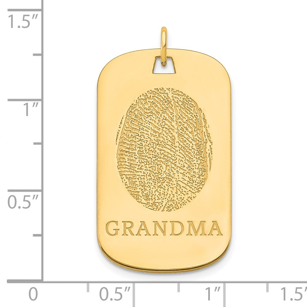 14k Yellow Gold Fingerprint Dog Tag