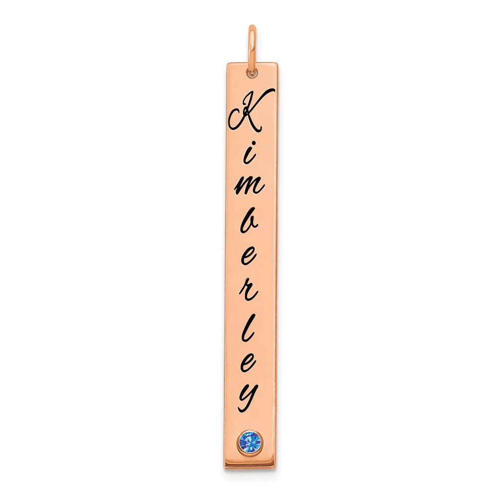 14k Rose Gold LG Epoxy Name w/14k Bezel BS Bar Charm