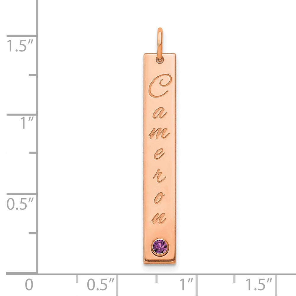 14k Rose Gold Med Epoxy Name w/14k Bezel BS Bar Charm