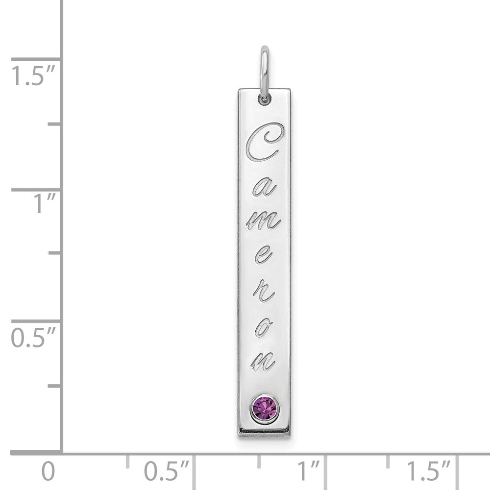 14k WG Med Epoxy Name w/ 14k Rhod-pld Bezel BS Bar Charm