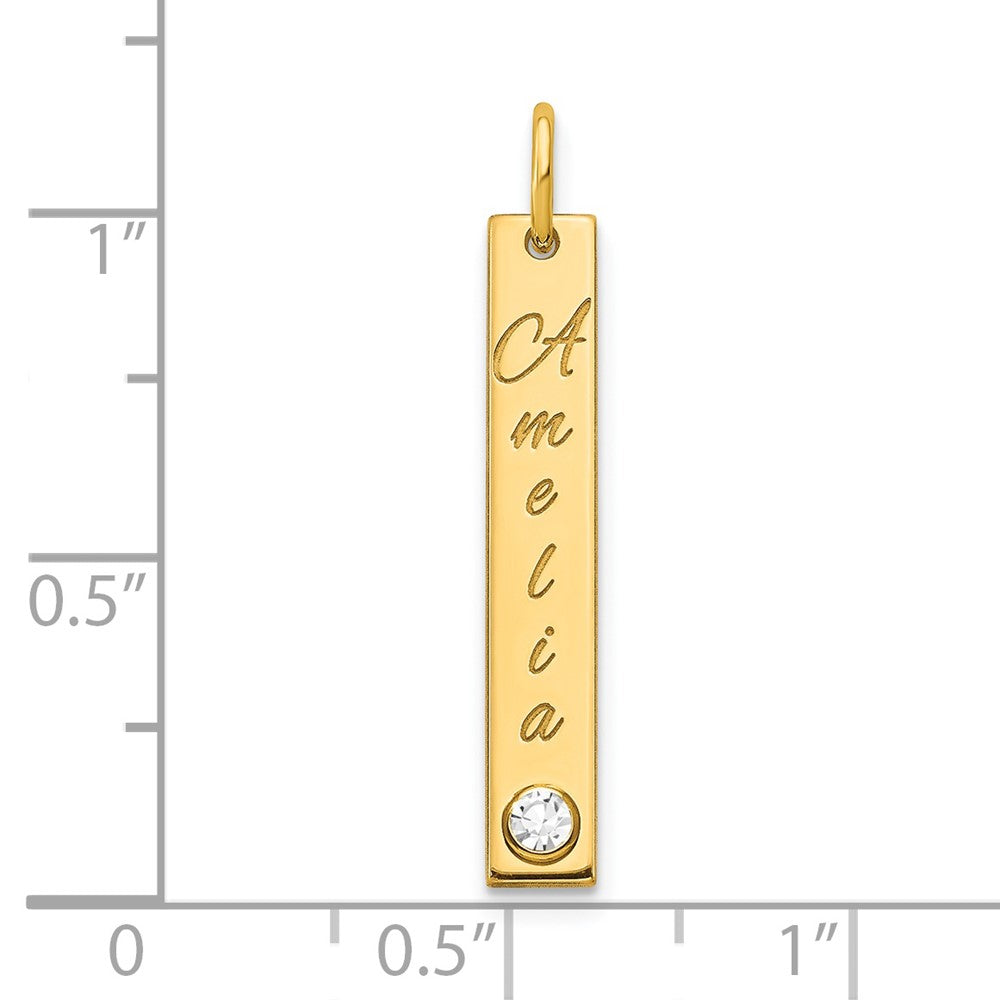 14k YG Small Epoxy Name w/14k Bezel Birthstone Bar Charm
