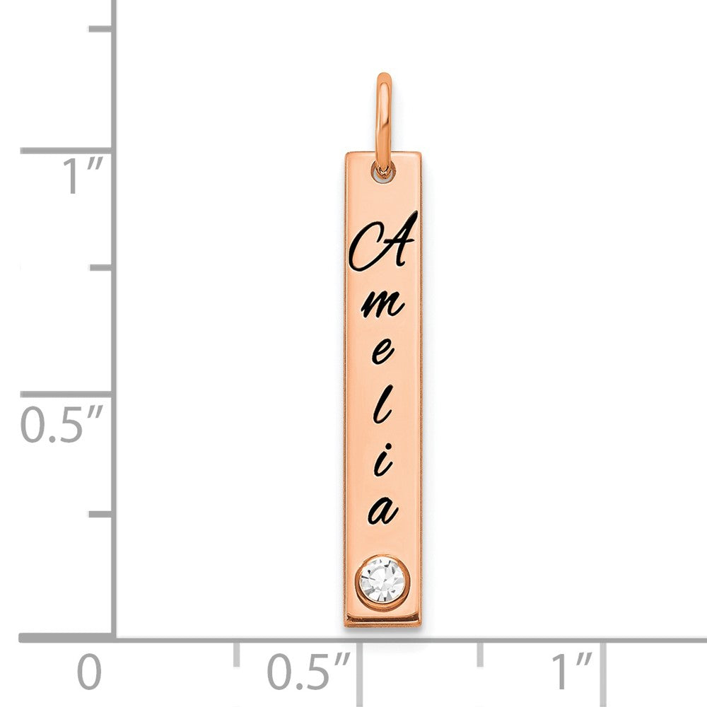 14k Rose Gold Small Epoxy Name w/14k Bezel BS Bar Charm