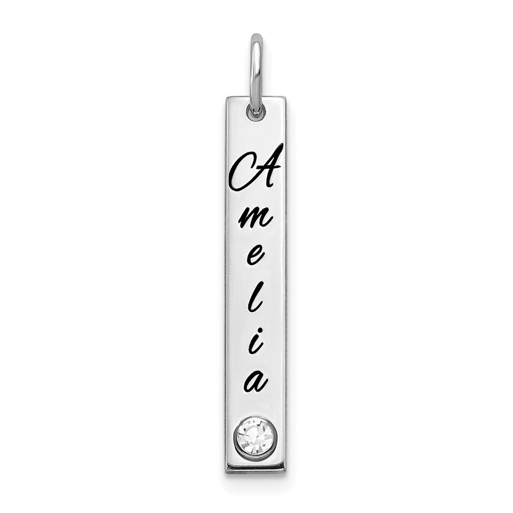 14k WG Small Epoxy Name w/ 14k Rhod-pld Bezel BS Bar Charm