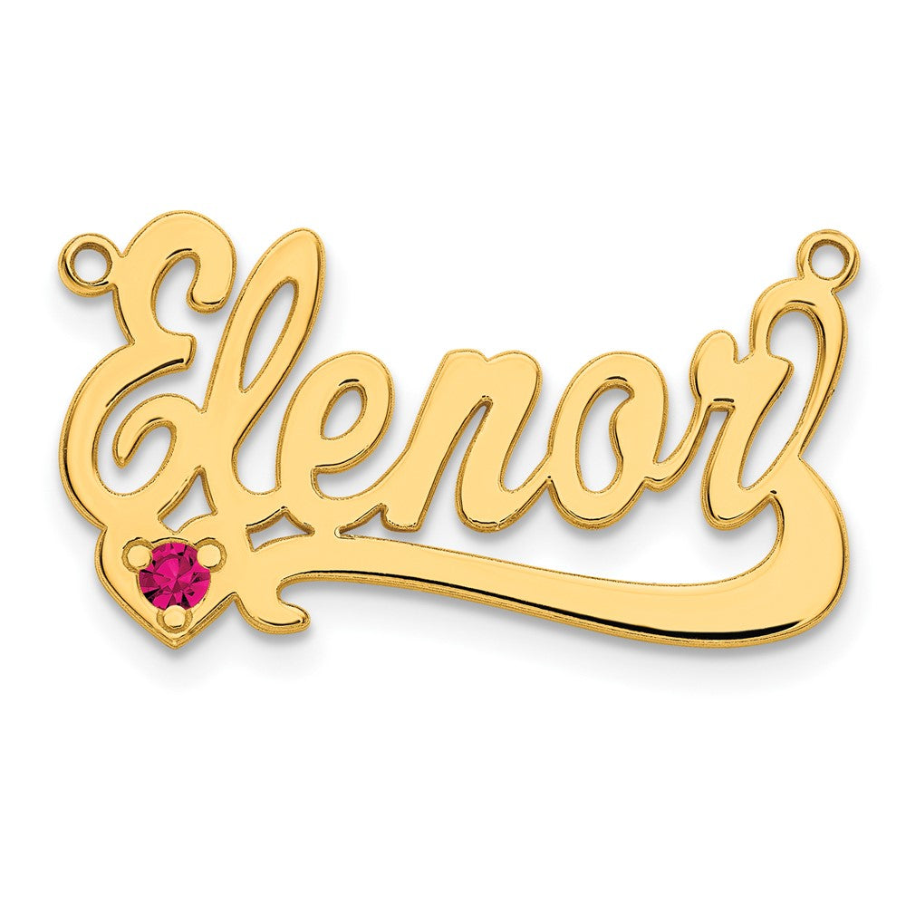 Sterling Silver/Gold-plated Birthstone Heart Name Plate