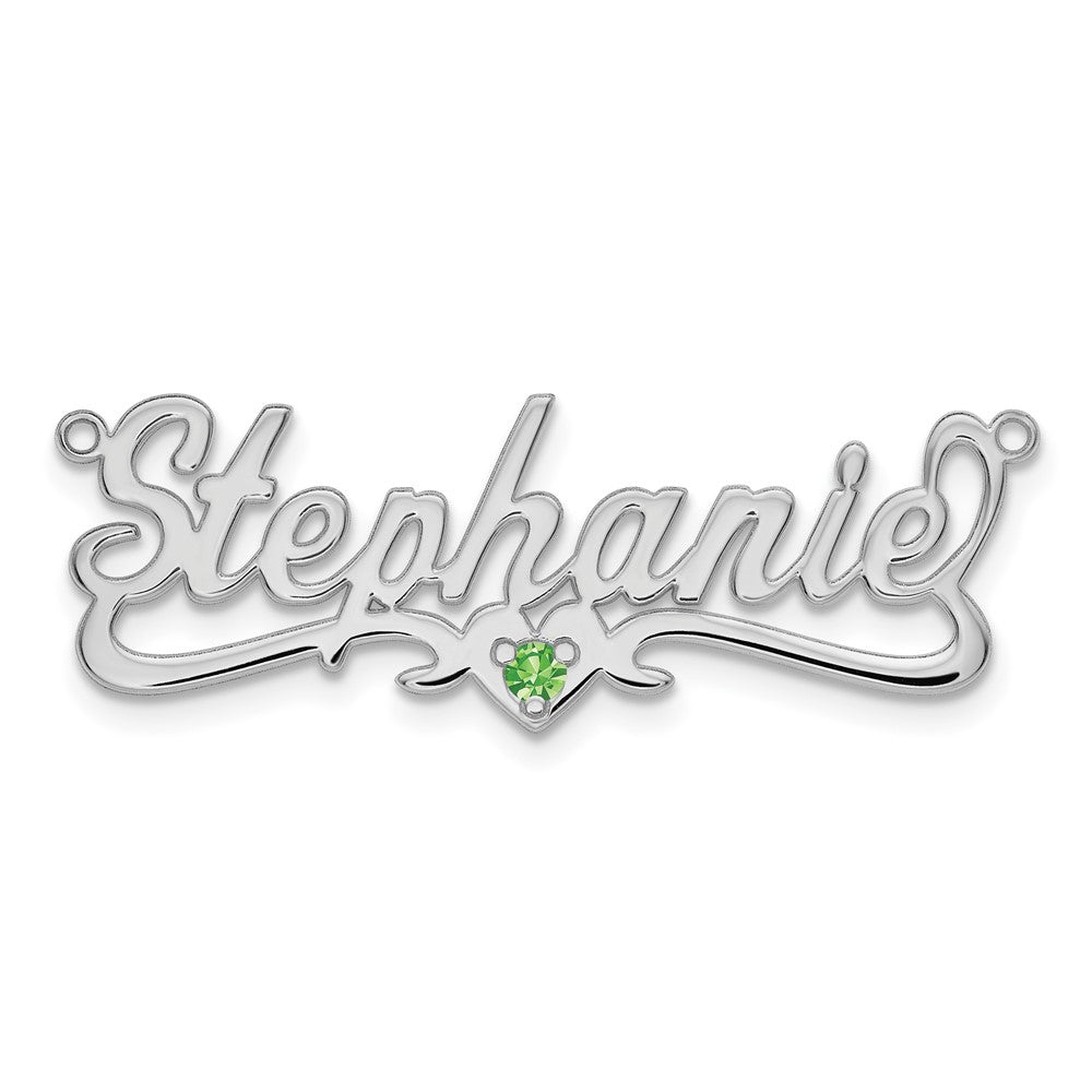 Sterling Silver/Rhodium-plated Birthstone Heart Name Plate