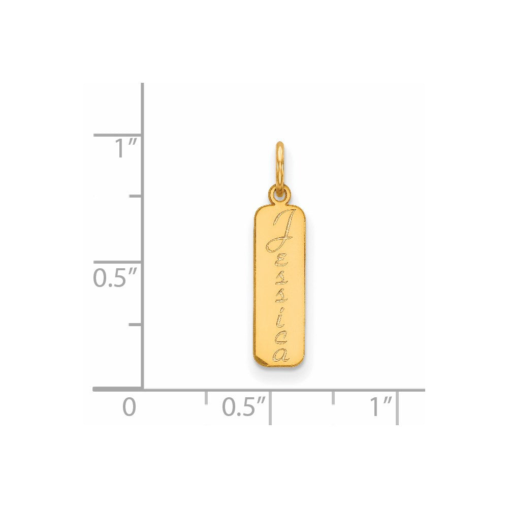 14k Yellow Gold Script Font Name Bar Charm