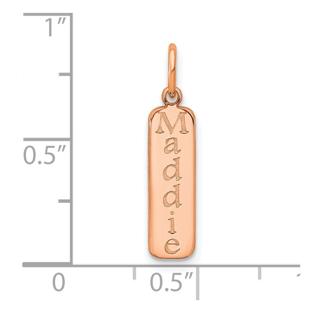 14k Rose Gold Block Font Name Bar Charm