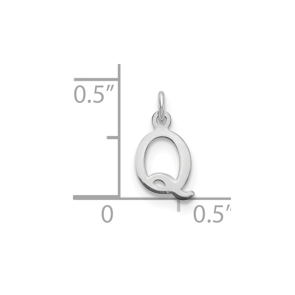 Sterling Silver Rhodium-plated Letter Q Initial Charm