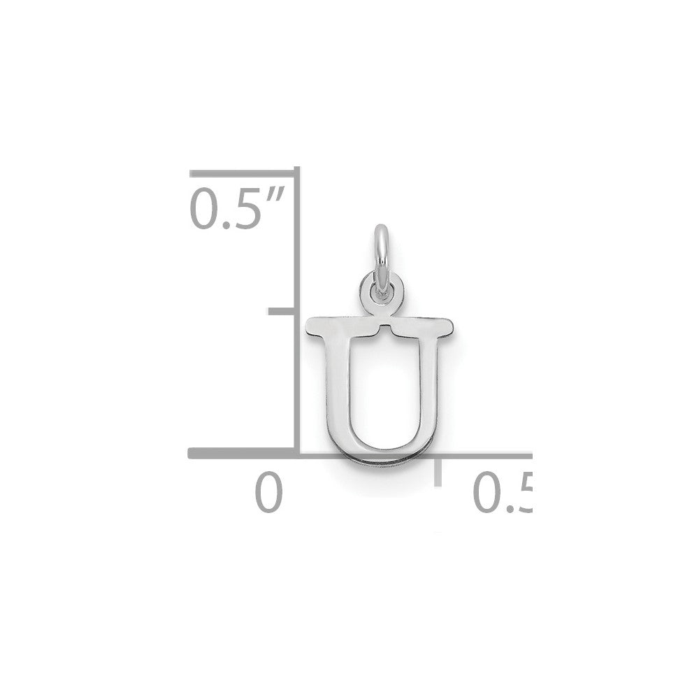 Sterling Silver Rhodium-plated Letter U Initial Charm