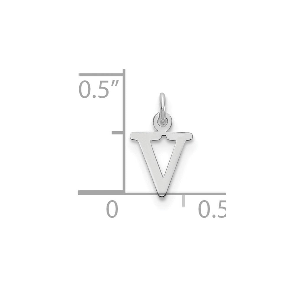 Sterling Silver Rhodium-plated Letter V Initial Charm