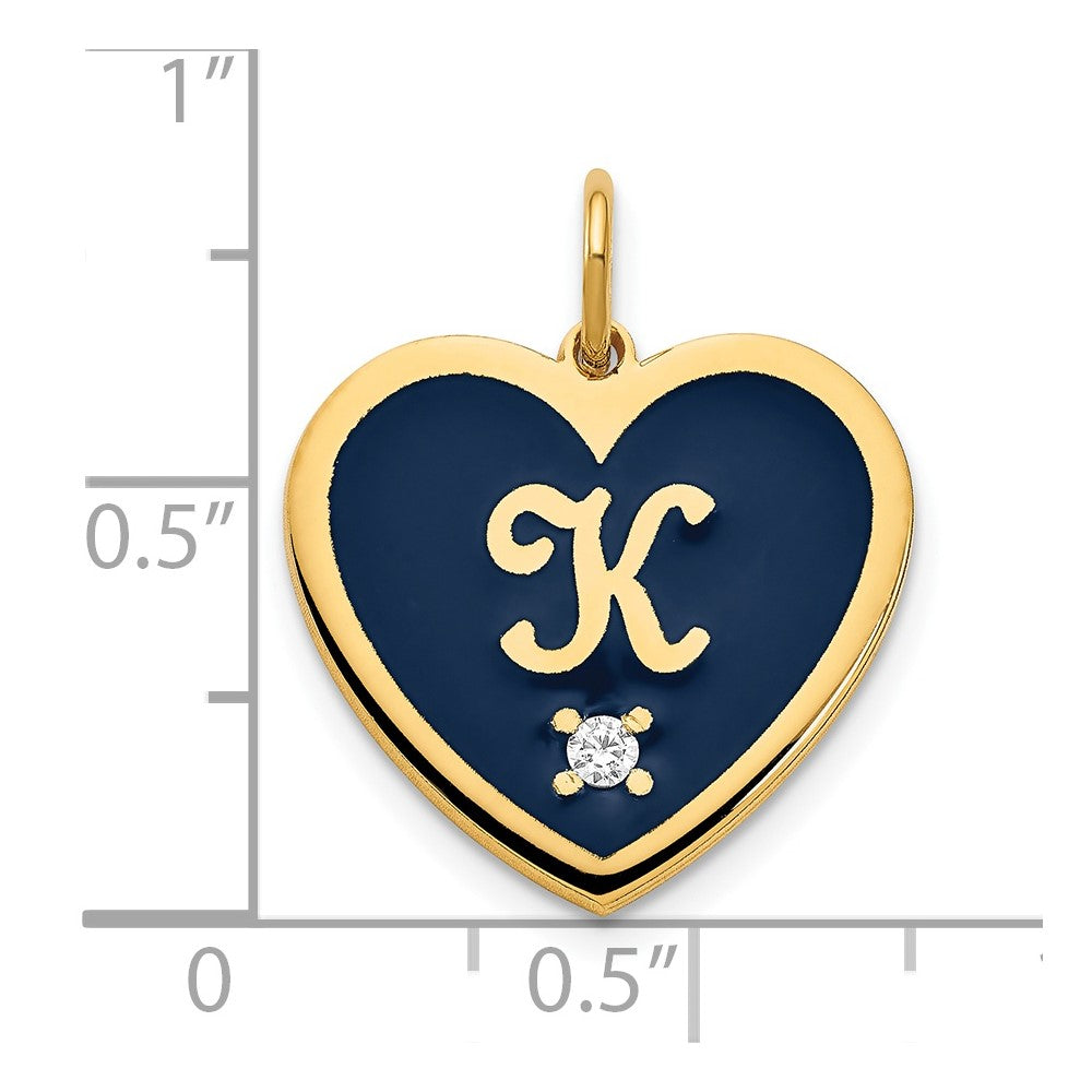 SS/Gold-plated Epoxy Heart with Initial and Diamond Charm