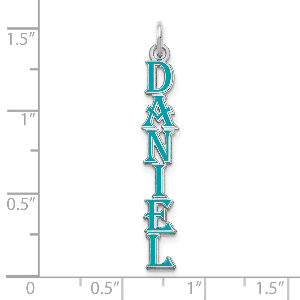 14k White Gold Algerian Font Epoxy Name Plate Charm