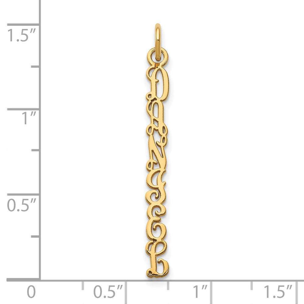14k Yellow Gold QG Vine Font Name Plate Charm