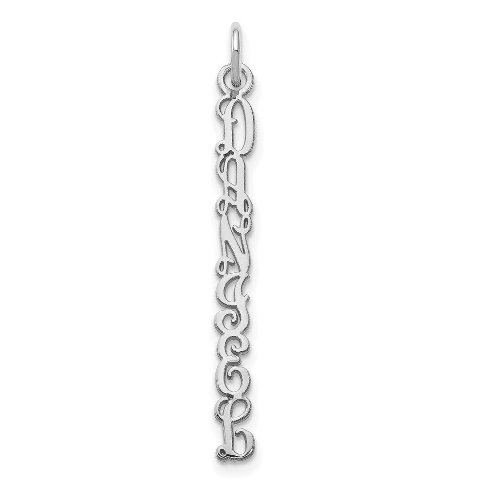 14k White Gold QG Vine Font Name Plate Charm