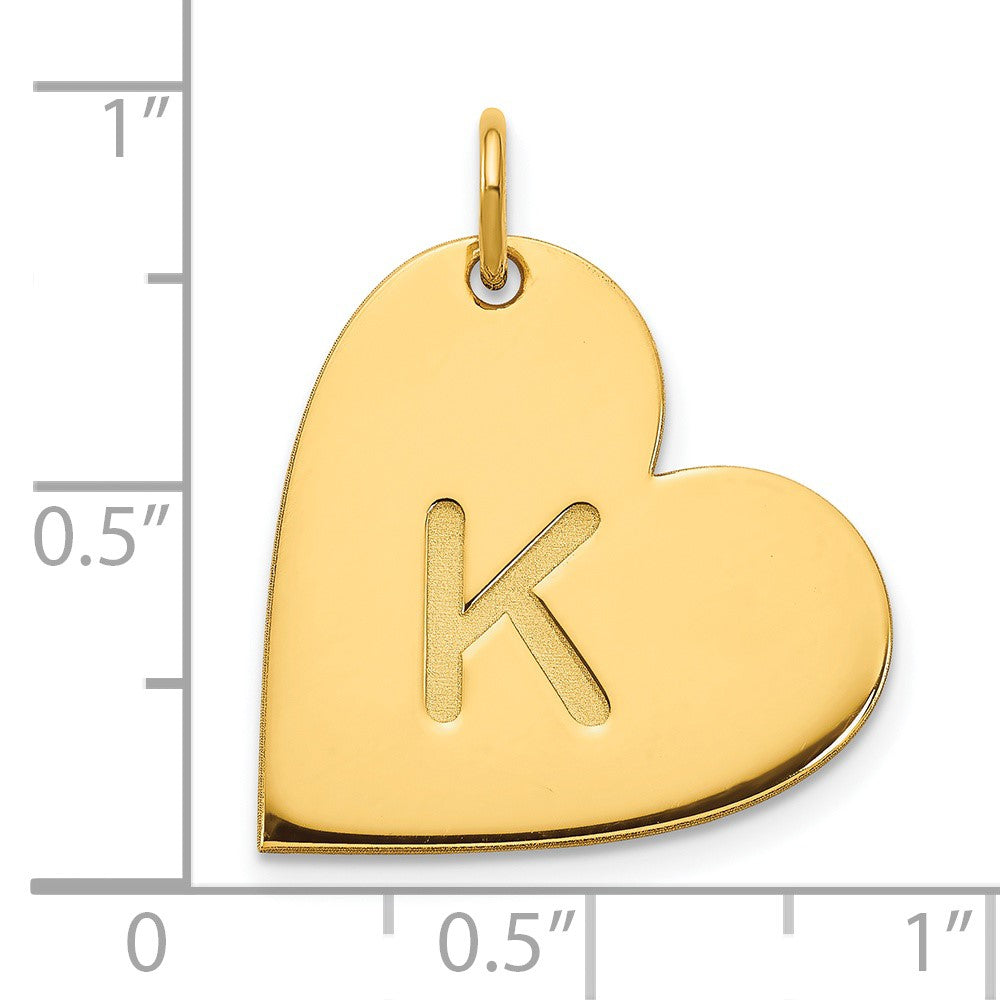 14k Yellow Gold Initial Heart Charm