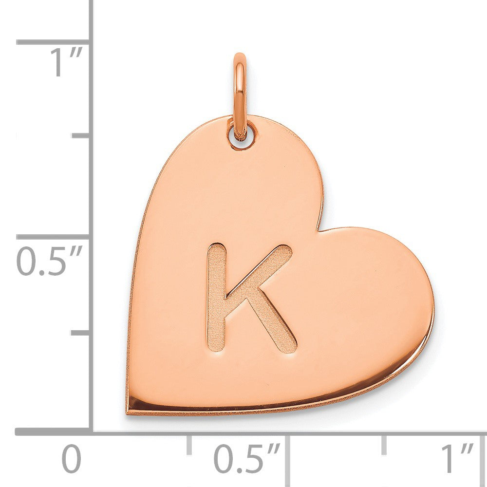 10k Rose Gold Initial Heart Charm