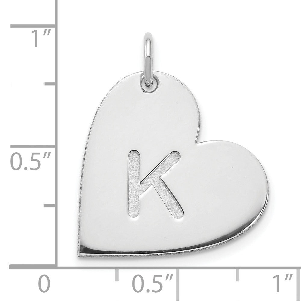 14k White Gold Initial Heart Charm