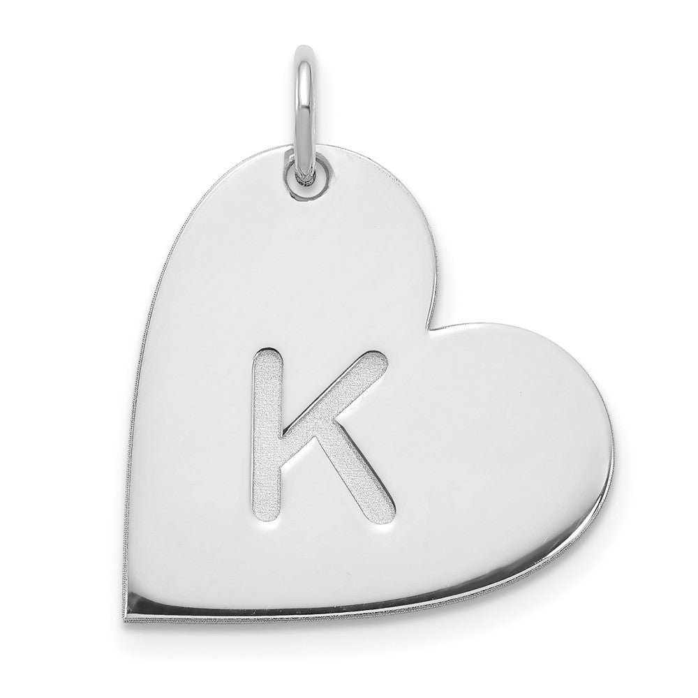 14k White Gold Initial Heart Charm