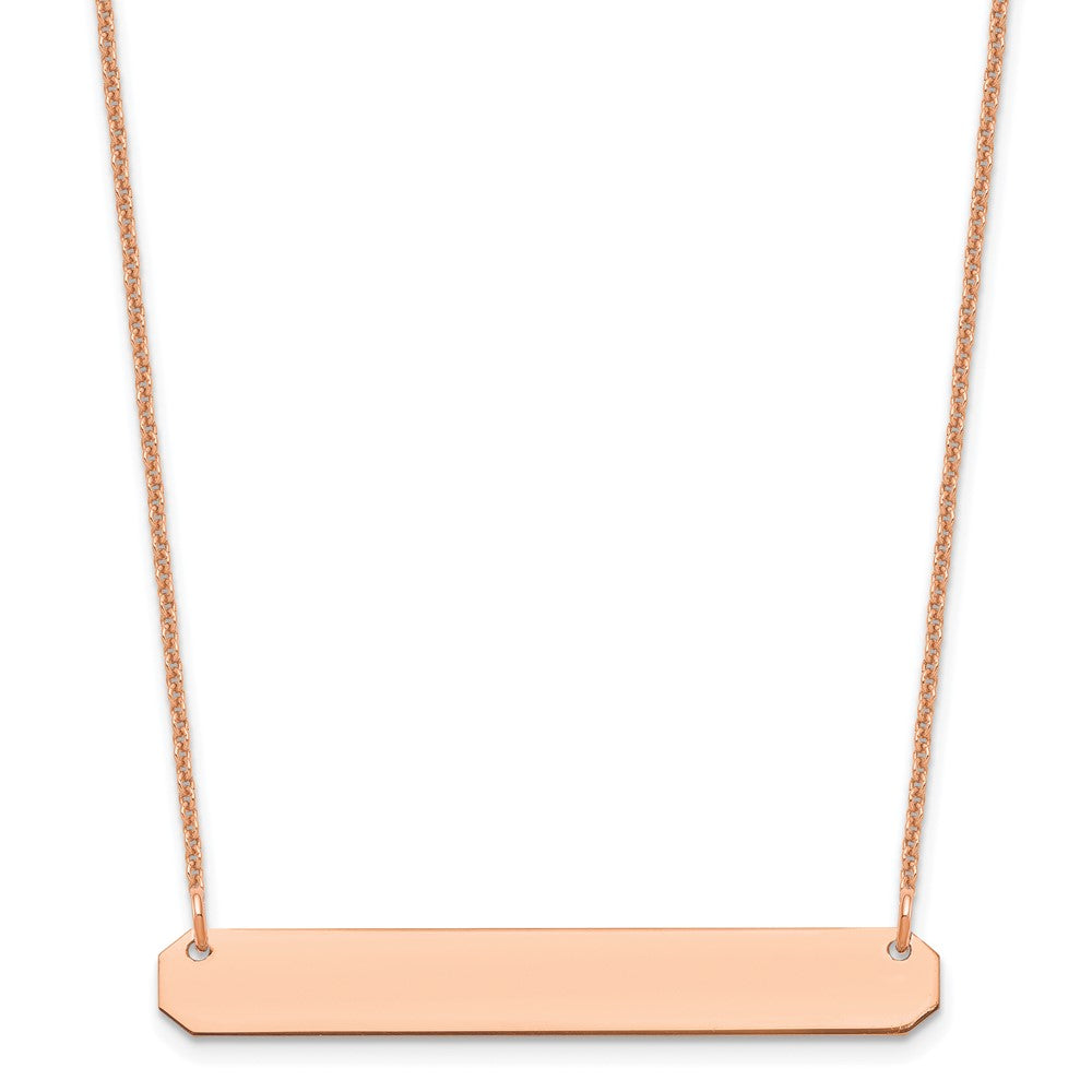 14k Rose Gold Medium Blank Bar Necklace