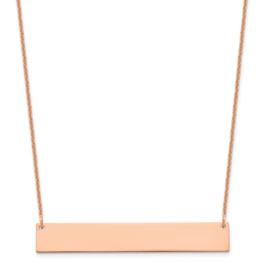 14k Rose Gold Large Blank Bar Necklace