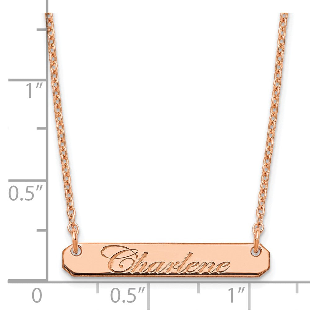 Sterling Silver/Rose-plated Small EDWARDIAN SCRIPT Bar Necklace