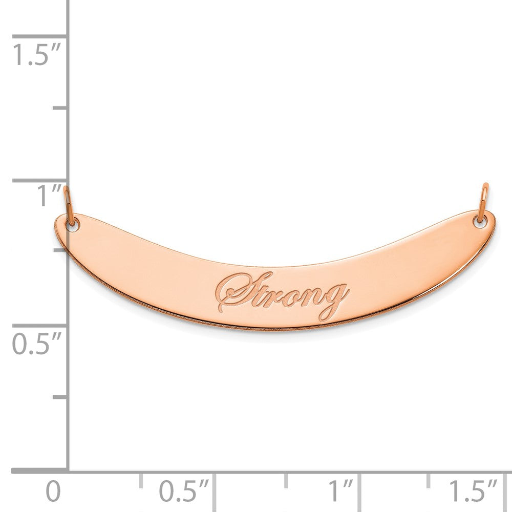 14k Rose Gold Medium EDWARDIAN SCRIPT Curved Bar Necklace