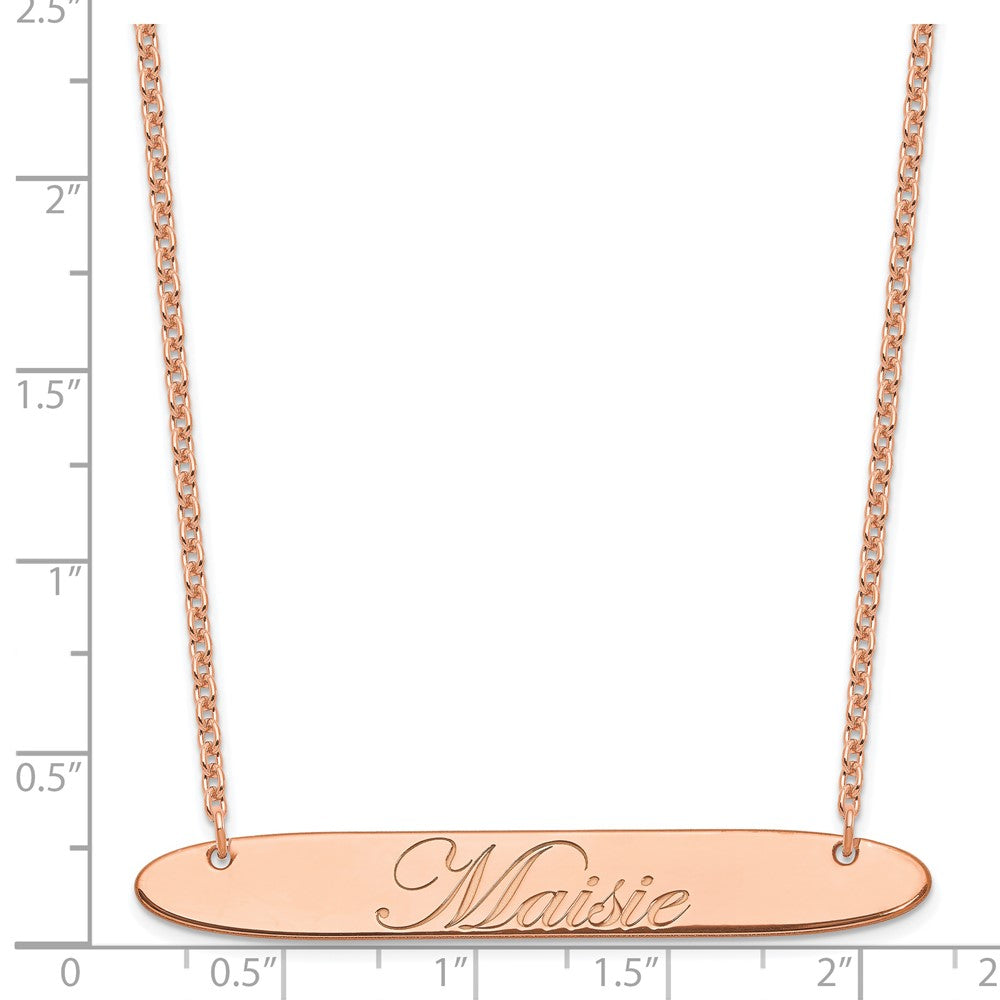 SS/Rose-plated Large Oblong EDWARDIAN SCRIPT Bar Necklace