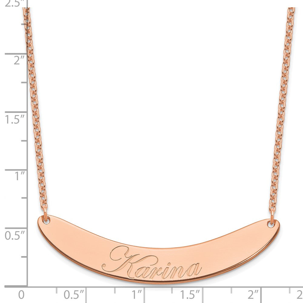 SS/Rose-plated Large EDWARDIAN SCRIPT Curved Bar Necklace