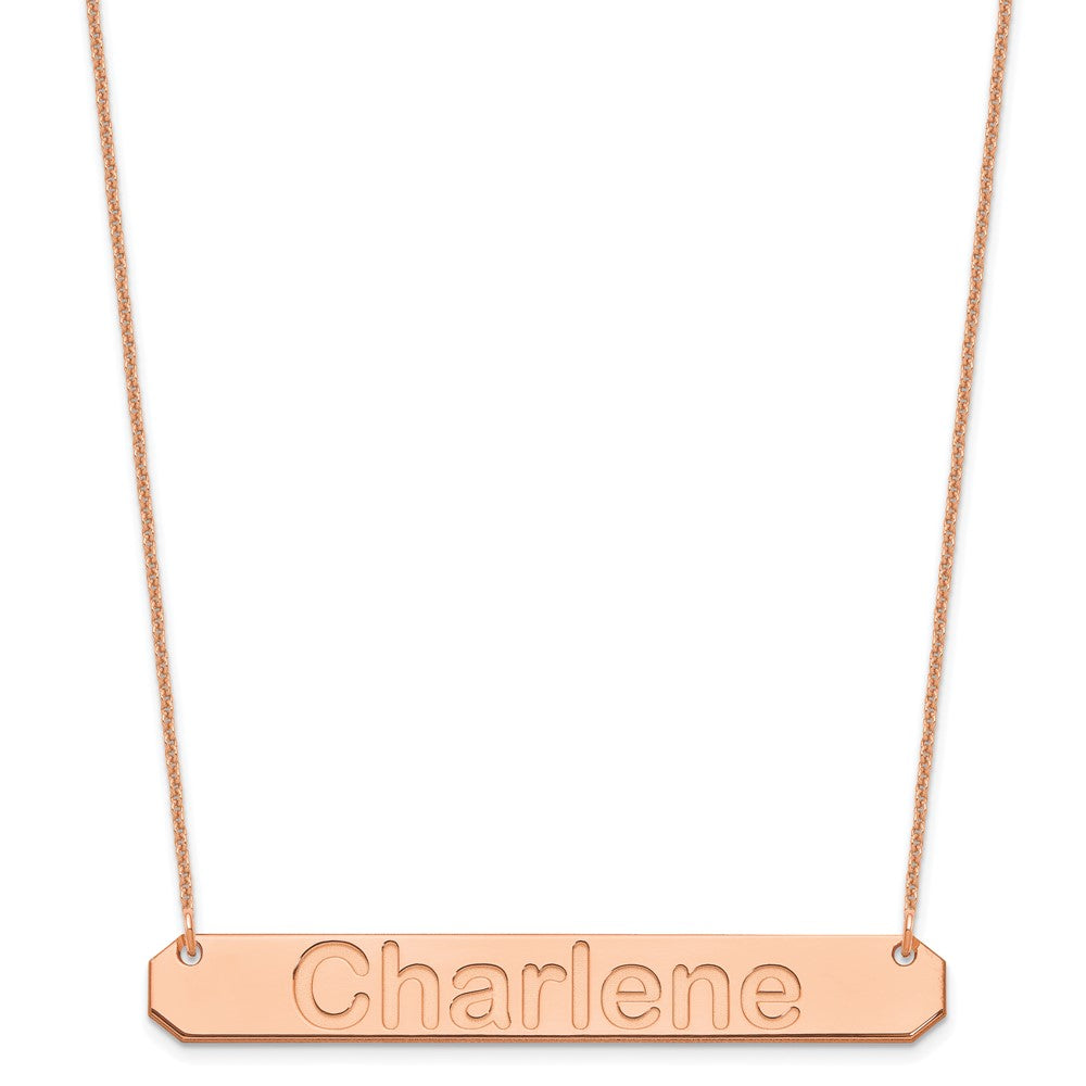 14k Rose Gold Large ARIAL ROUNDED Bar Necklace
