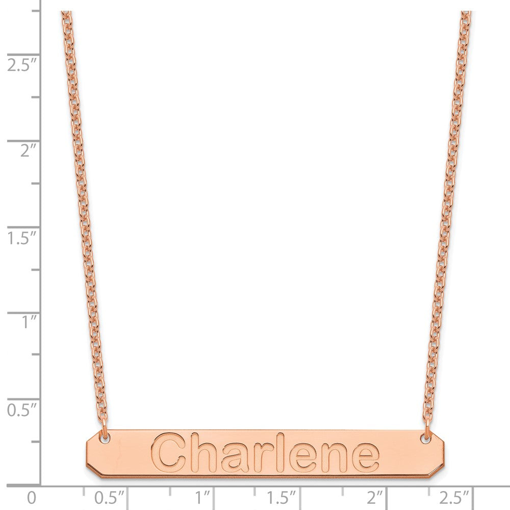 Sterling Silver/Rose-plated Large ARIAL ROUNDED Bar Necklace
