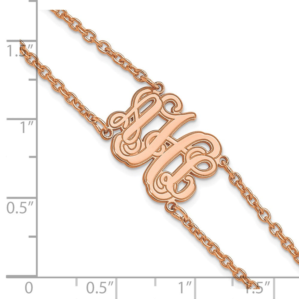SS/Rose-plated Double Chain Etched Monogram Bracelet