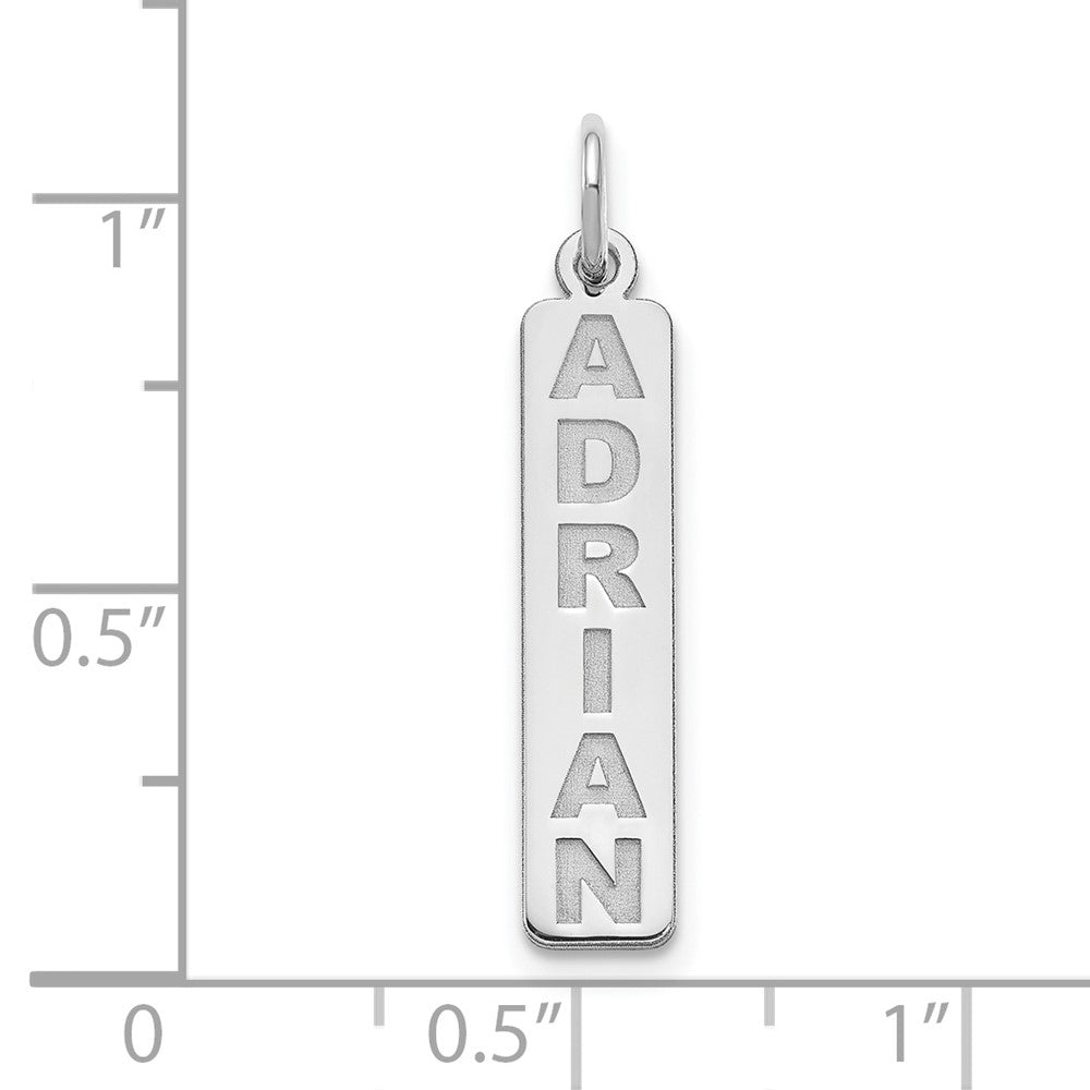 14k White Gold Arial Black New Font Bar Charm
