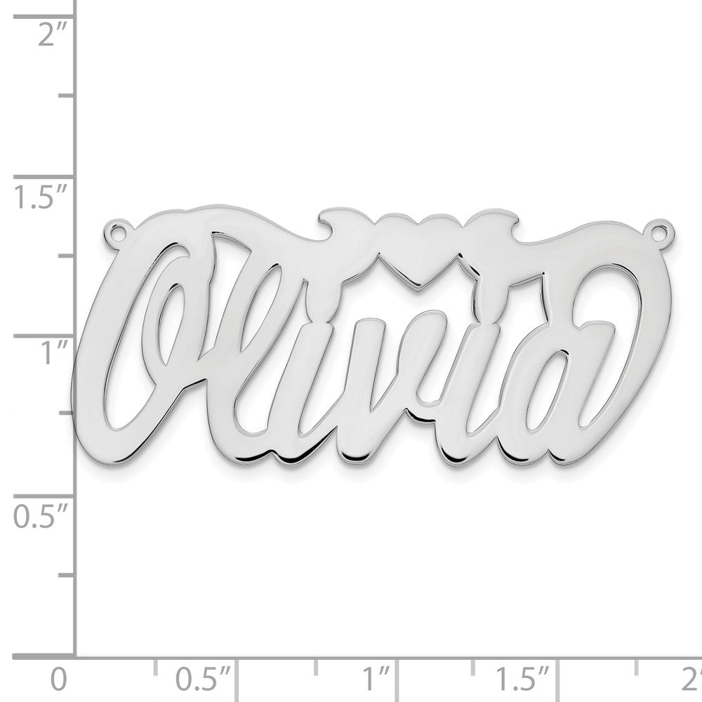 Sterling Silver/Rhodium-plated Polished Heart Name Plate