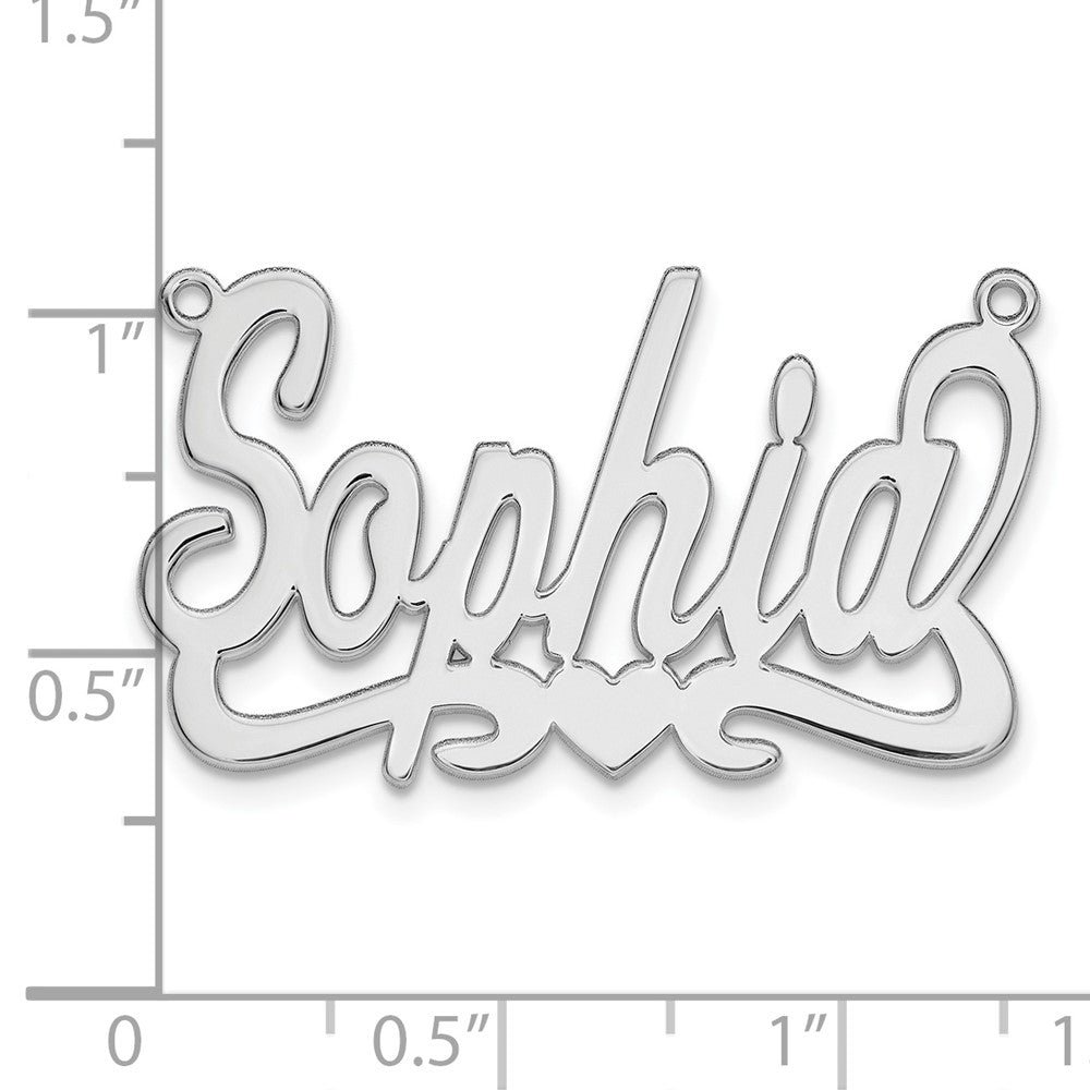 14k White Gold Heart Name Plate