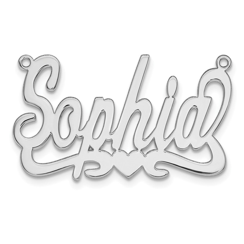 14k White Gold Heart Name Plate