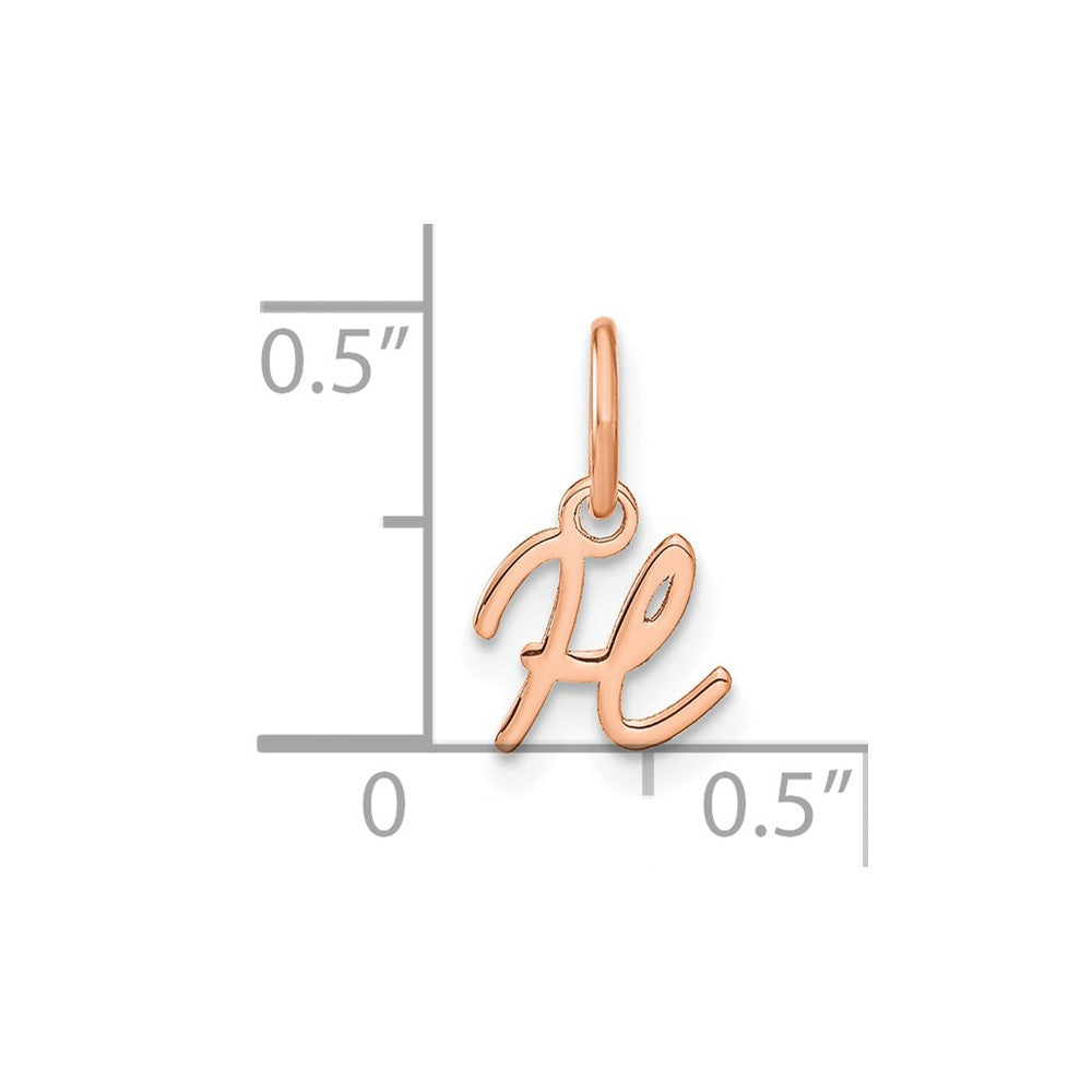 10K Rose Gold Upper case Letter H Initial Charm