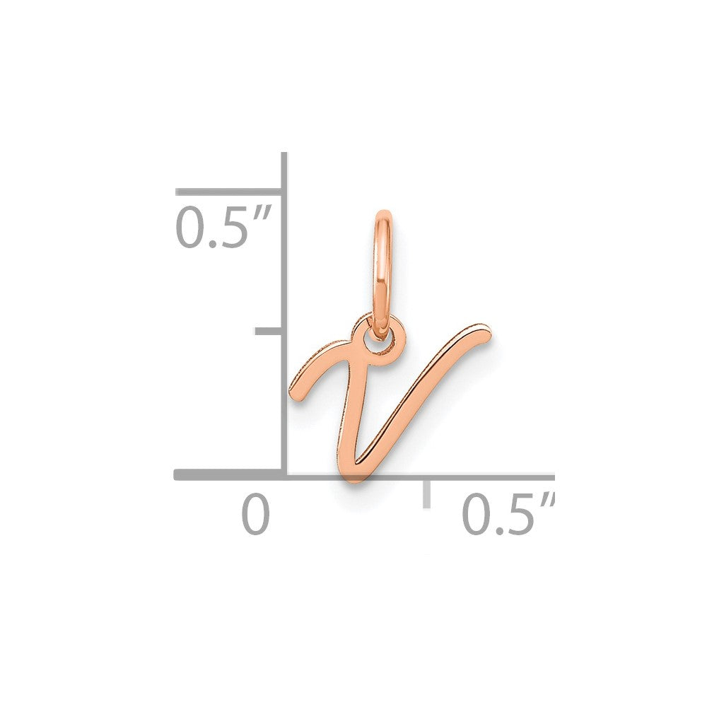 10K Rose Gold Upper case Letter V Initial Charm