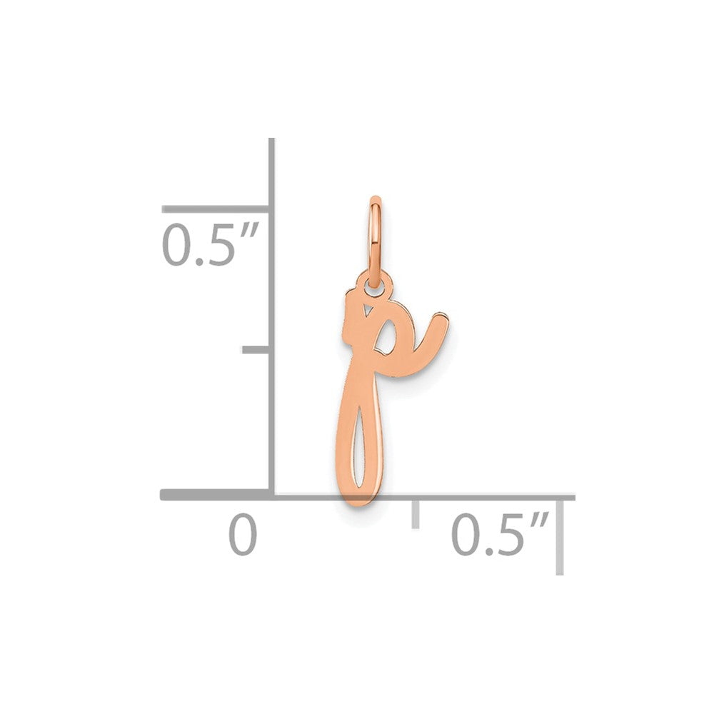10K Rose Gold Lower case Letter P Initial Charm
