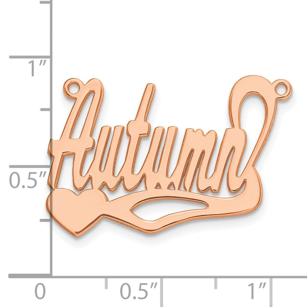 Sterling Silver/Rose-plated Polished Heart Name Plate