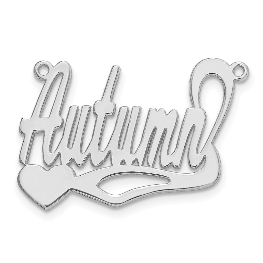 Sterling Silver/Rhodium-plated Polished Heart Name Plate