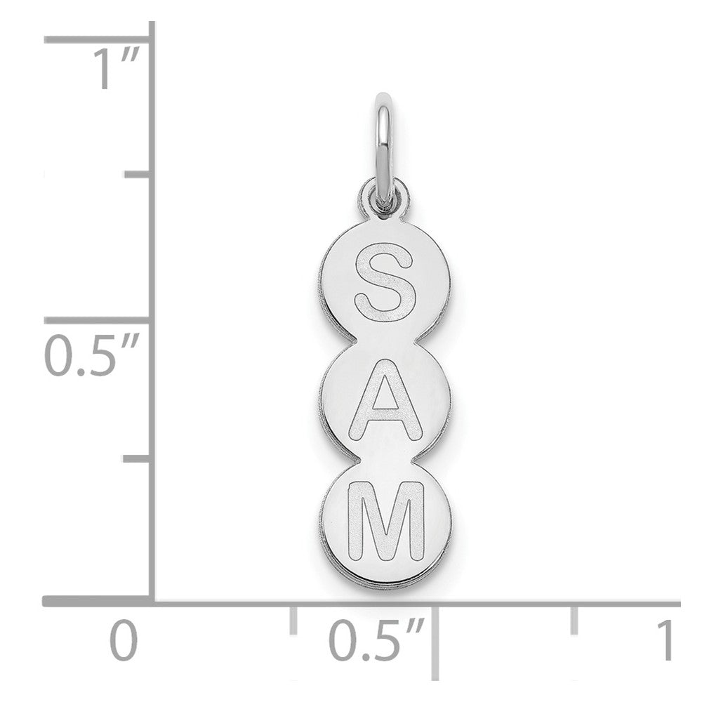 14k White Gold 3 Letter Bubble Pendant