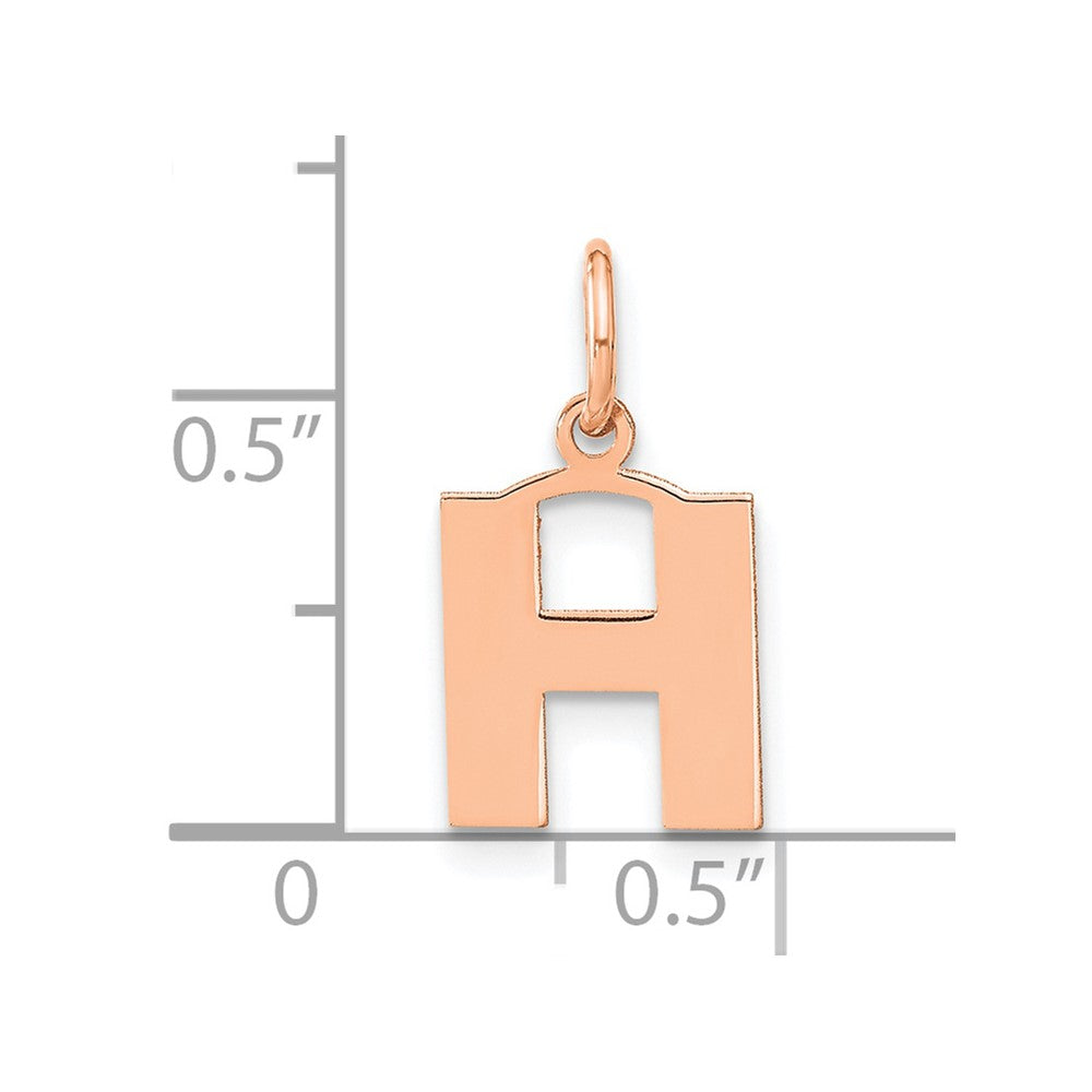 10k Rose Gold Letter H Initial Pendant