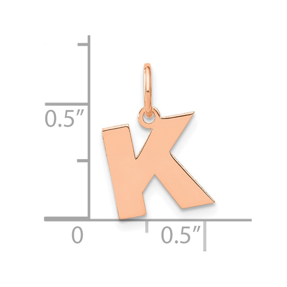 10k Rose Gold Letter K Initial Pendant