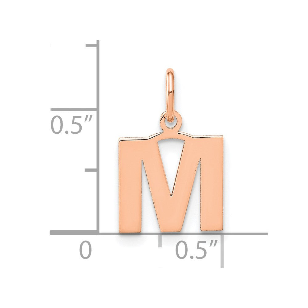 10k Rose Gold Letter M Initial Pendant