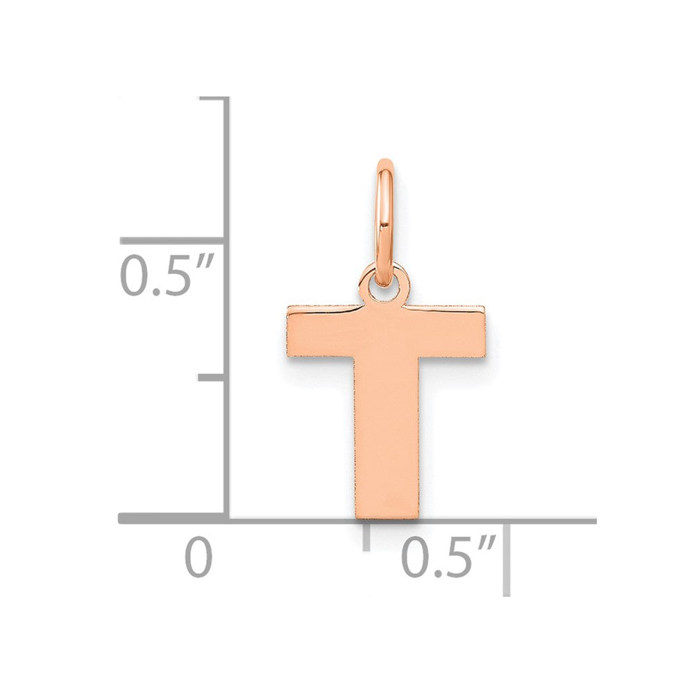 10k Rose Gold Letter T Initial Pendant