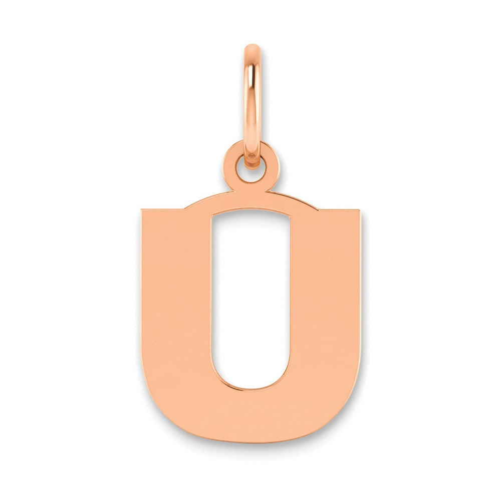 10k Rose Gold Letter U Initial Pendant